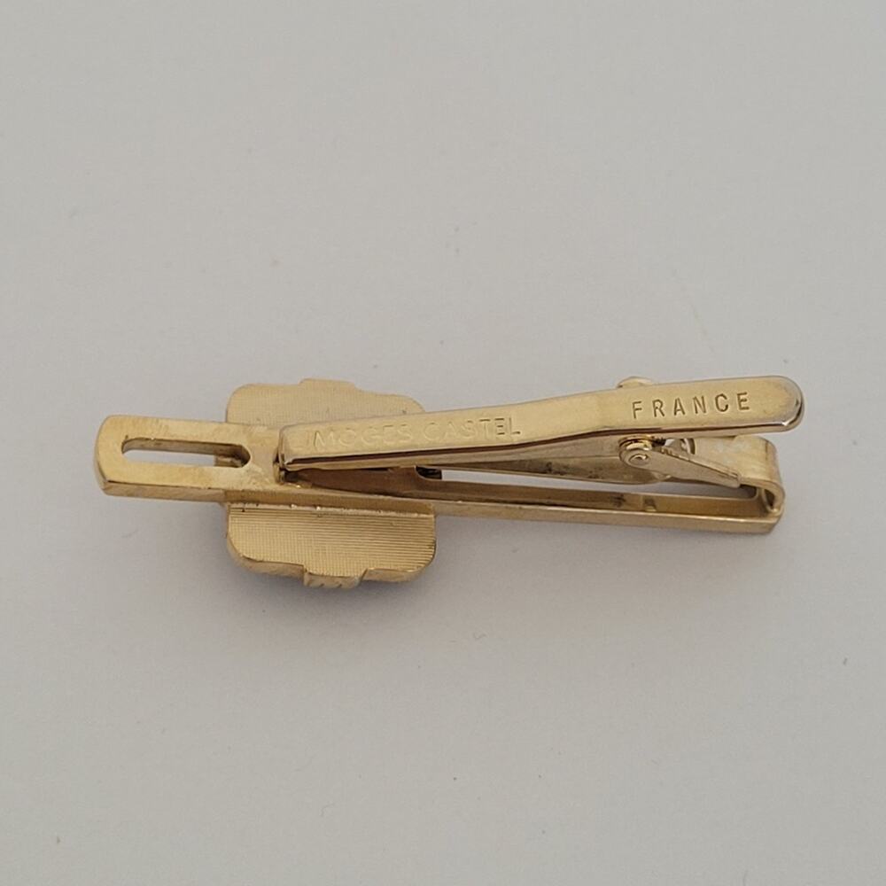 Limoges Castel France Gold Blue Tone Tie Clip Black Horse Design 2 Inch - Picture 7 of 8